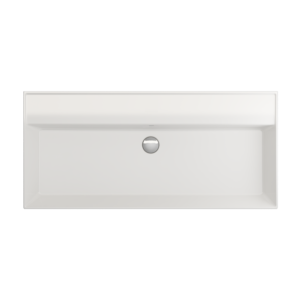 Gloss white no tap hole basin—1004 × 465 × 145 mm ceramic basin with integrated storage ledge