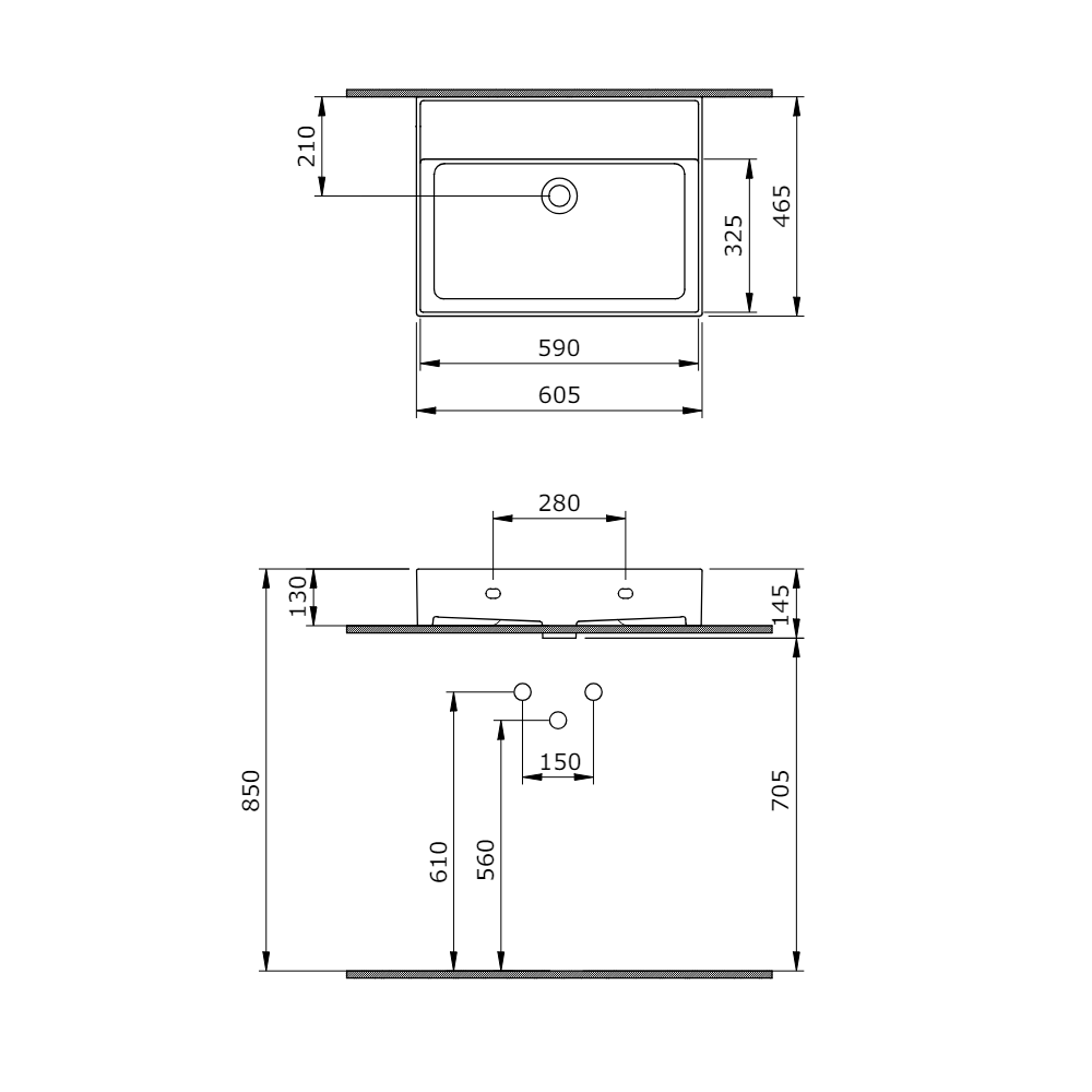 Veneto 600mm No Tap Hole Basin - Gloss White