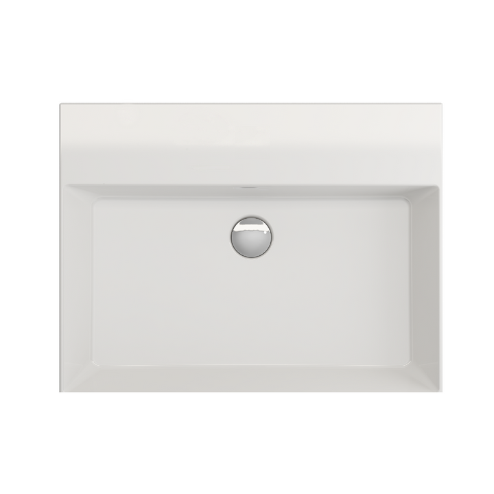 Veneto 600 mm gloss white No Tap Hole Basin with integrated ledge—versatile for wall-mounted taps