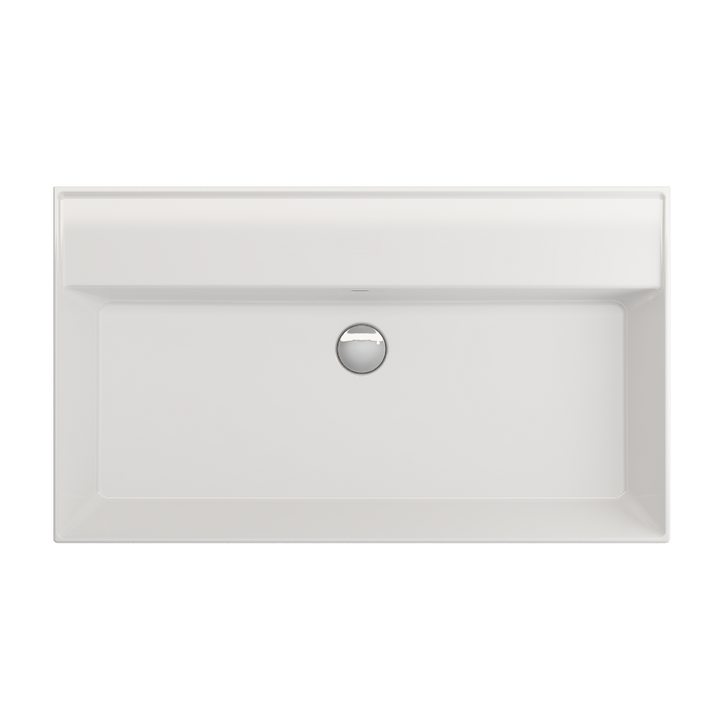 Veneto 800 mm gloss white No Tap Hole Basin with wide integrated ledge—versatile wall-hung design