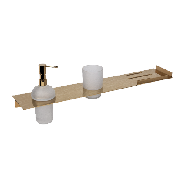 Primo Shelf with Soap Dispenser & Toothbrush Holder - Select Colour