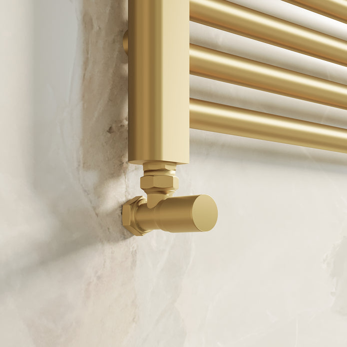 Angled Radiator Valves - Brushed Brass