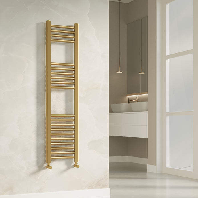 Aureli 1200 x 300 Ladder Towel Rail Radiator  - Brushed Brass