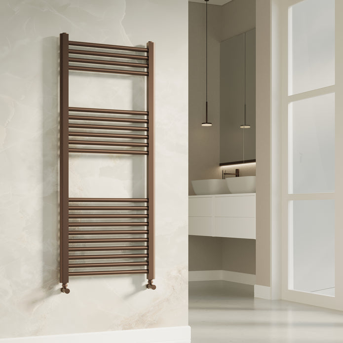 Aureli 1200 x 500 Ladder Towel Rail Radiator - Brushed Bronze