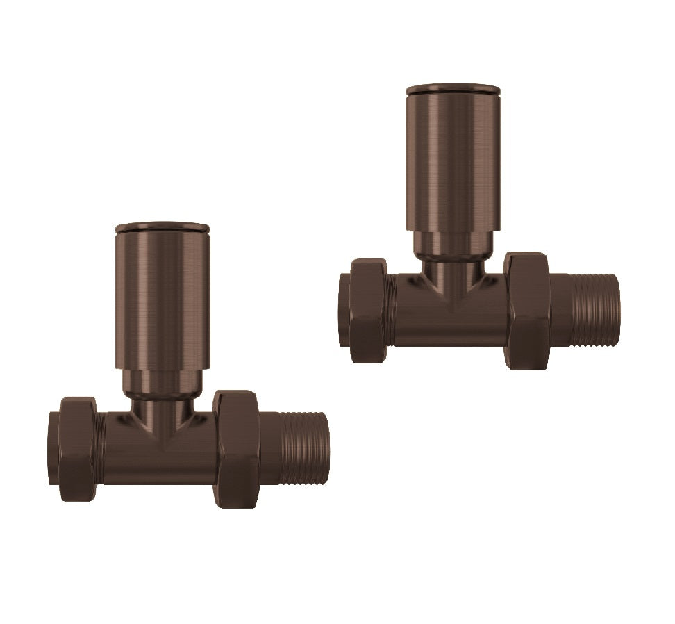 Straight Radiator Valves - Brushed Bronze