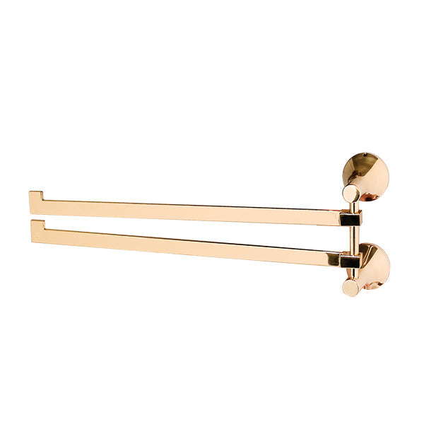 Ariano round double swivel towel rail installed in bathroom – stylish chrome finish. Buy Towel Rings & Rails UK at Banyetti.