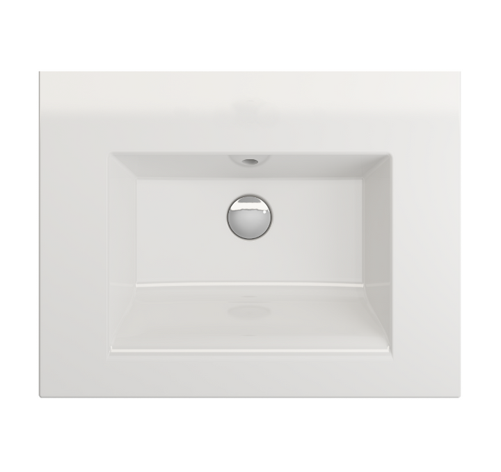 Gloss white 600mm Entre No Tap Hole Basin – minimalist wall-hung sink with clean lines