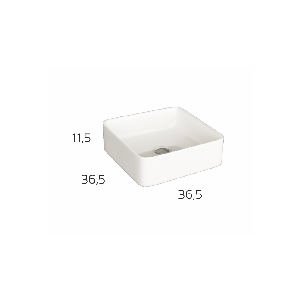Interior of Hades 365mm countertop basin with smooth, glossy finish