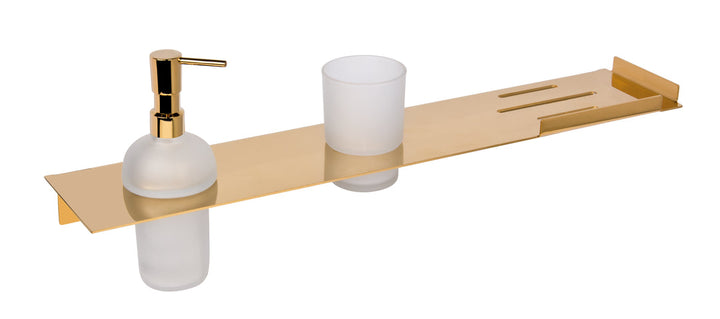 Primo Shelf with Soap Dispenser & Toothbrush Holder - Select Colour
