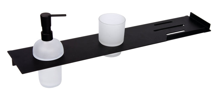 Primo Shelf with Soap Dispenser & Toothbrush Holder - Select Colour