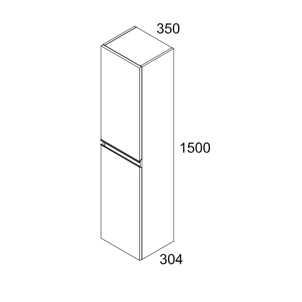Contemporary tall bathroom cabinet – 1500 mm wall-hung storage unit in Ostippo Oak with matt black hardware