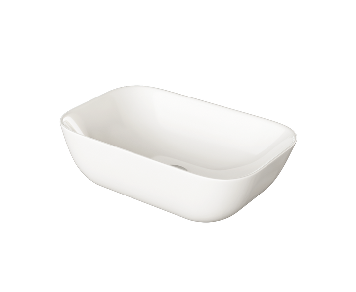 Side view of Zeus 455mm countertop basin showcasing its sleek design