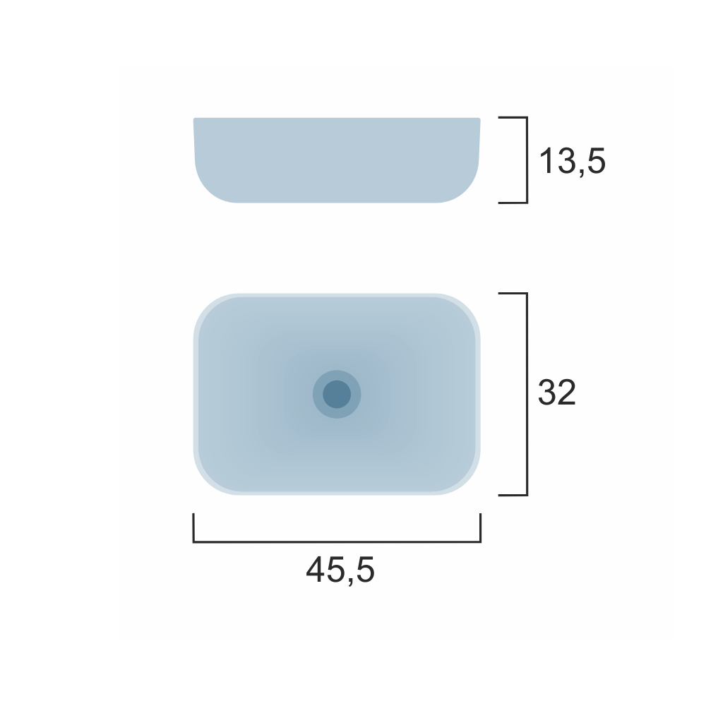 Interior of Zeus 455mm countertop basin with smooth, glossy finish
