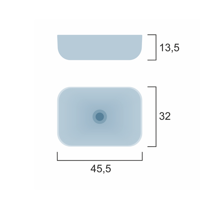Interior of Zeus 455mm countertop basin with smooth, glossy finish