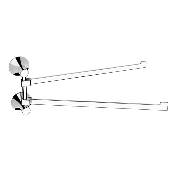 Ariano round double swivel towel rail – modern luxury bathroom fitting. Buy Towel Rings & Rails UK at Banyetti.