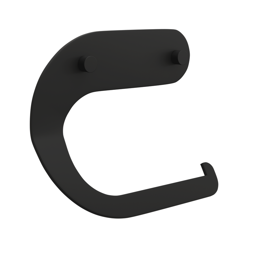 Milan Noir toilet roll holder in matt black — wall-mounted, cylindrical design in stainless steel and brass