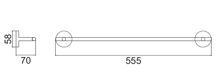 Matt black Nero Noir 500 mm towel rail — tubular metal bar and circular wall mounts in matte finish