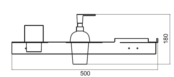 Primo Shelf with Soap Dispenser & Toothbrush Holder - Select Colour