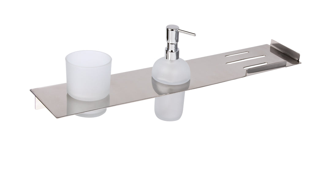Primo Shelf with Soap Dispenser & Toothbrush Holder - Select Colour