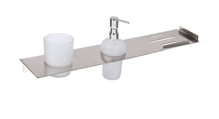 Primo Shelf with Soap Dispenser & Toothbrush Holder - Select Colour