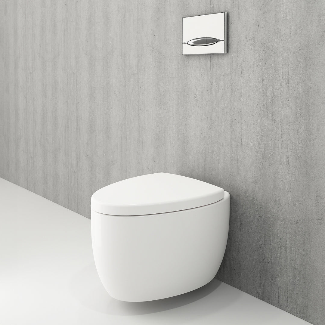 Etna Rimless Wall Hung Toilet with Soft Close Seat - Gloss White