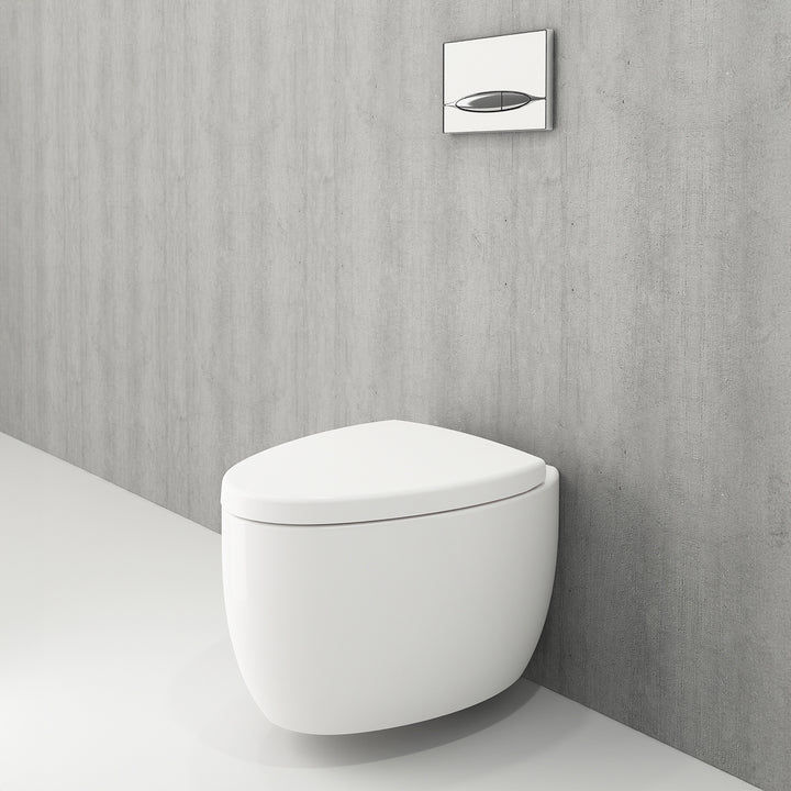 Etna Rimless Wall Hung Toilet with Soft Close Seat - Gloss White