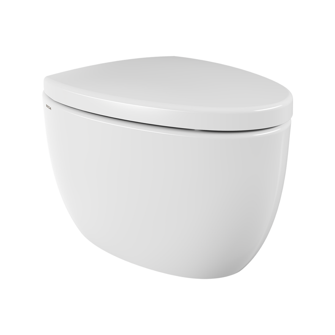 Etna Rimless Wall Hung Toilet with Soft Close Seat - Gloss White