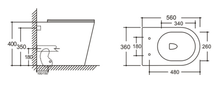 Scene Rimless Back to Wall Toilet - Gloss White