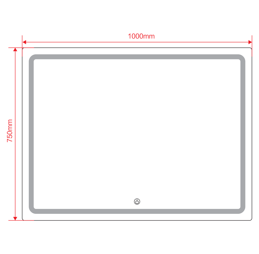 Aria 1000mm x 750mm Rectangular LED Mirror