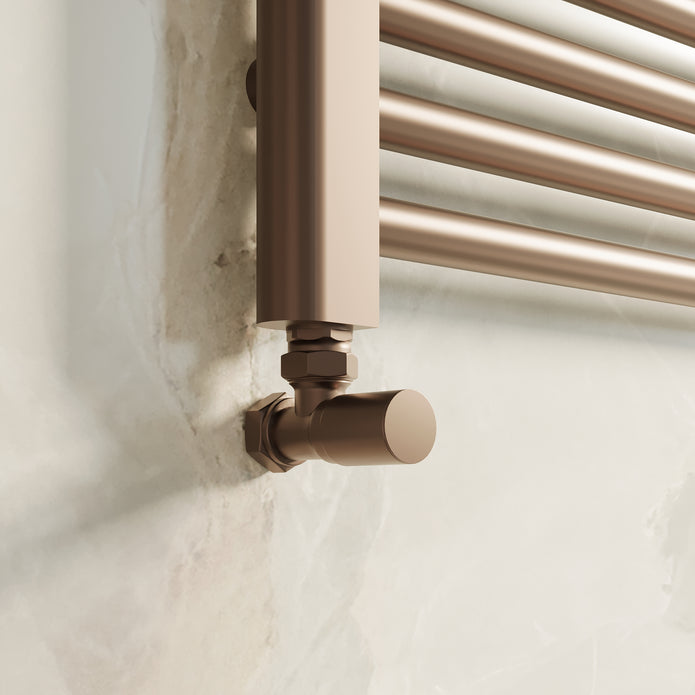 Angled Radiator Valves - Brushed Bronze