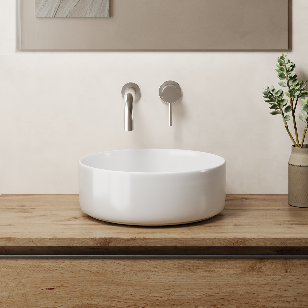 Ares 360mm Round Countertop Basin - Gloss White