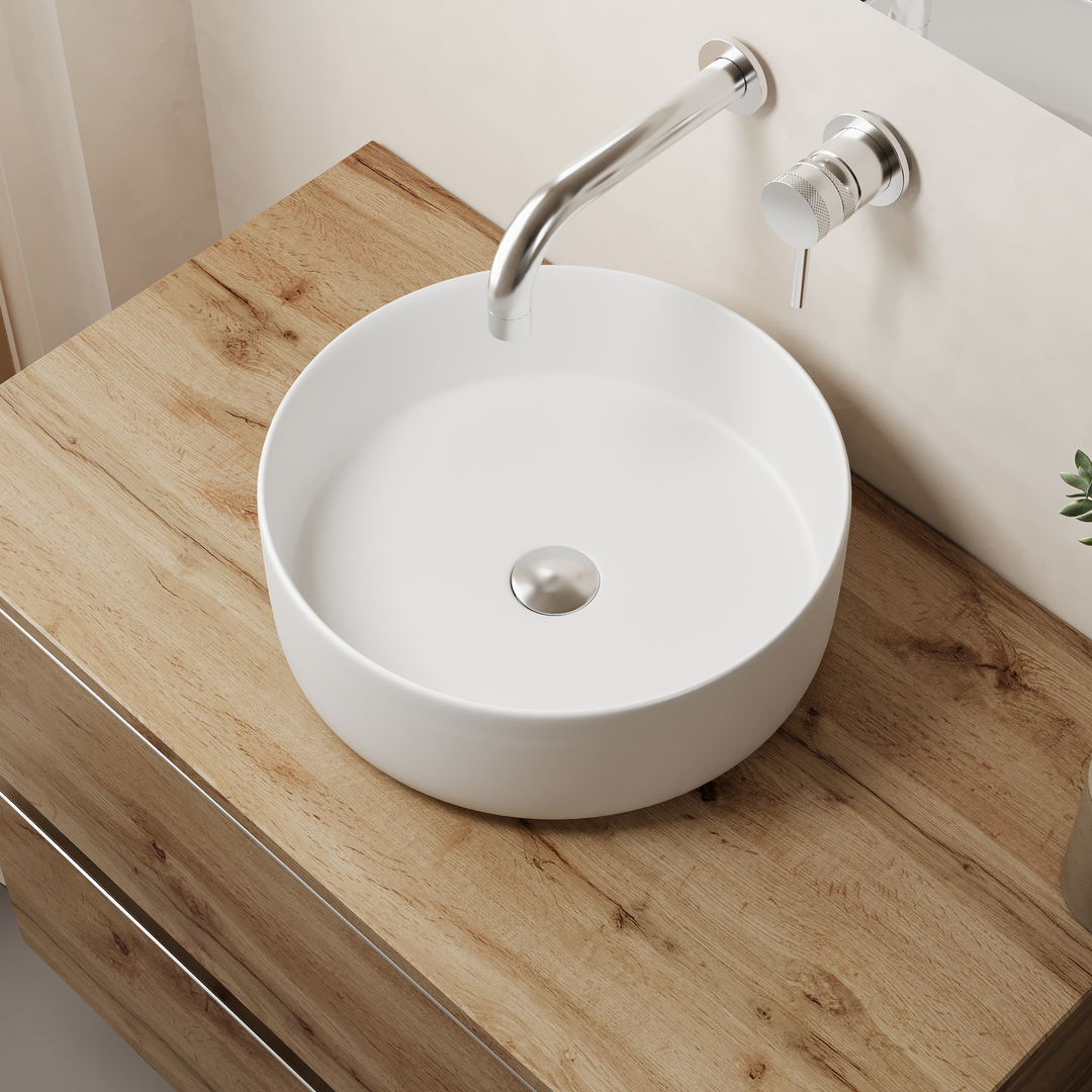 Ares 360mm Round Countertop Basin - Gloss White