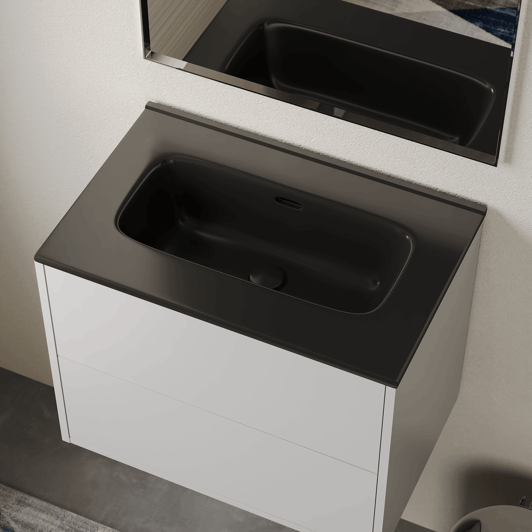 Athena Ceramic No Tap Hole Basin Sink - Matt Black