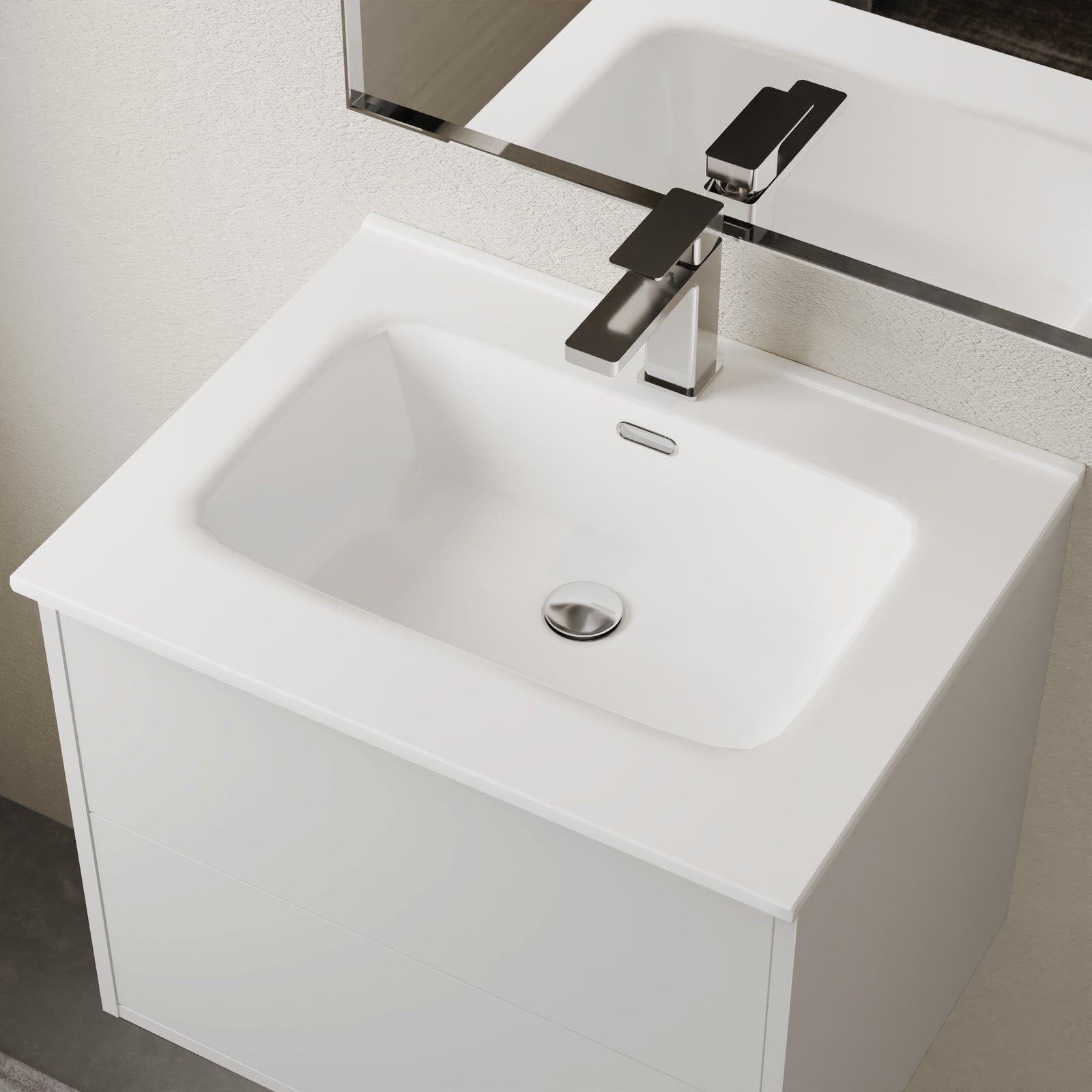 Athena 600mm porcelain basin sink in gloss white – modern vanity unit basin