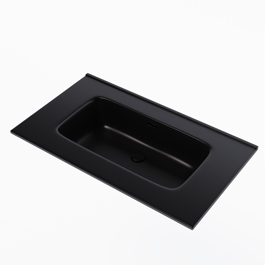 Athena Ceramic No Tap Hole Basin Sink - Matt Black