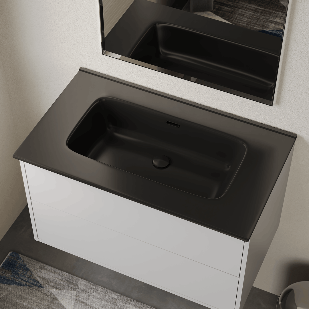 Athena Ceramic No Tap Hole Basin Sink - Matt Black
