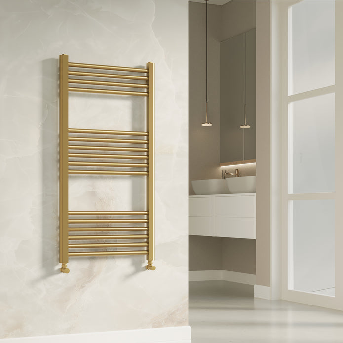 Aureli 1000 x 500 Ladder Towel Rail Radiator  - Brushed Brass