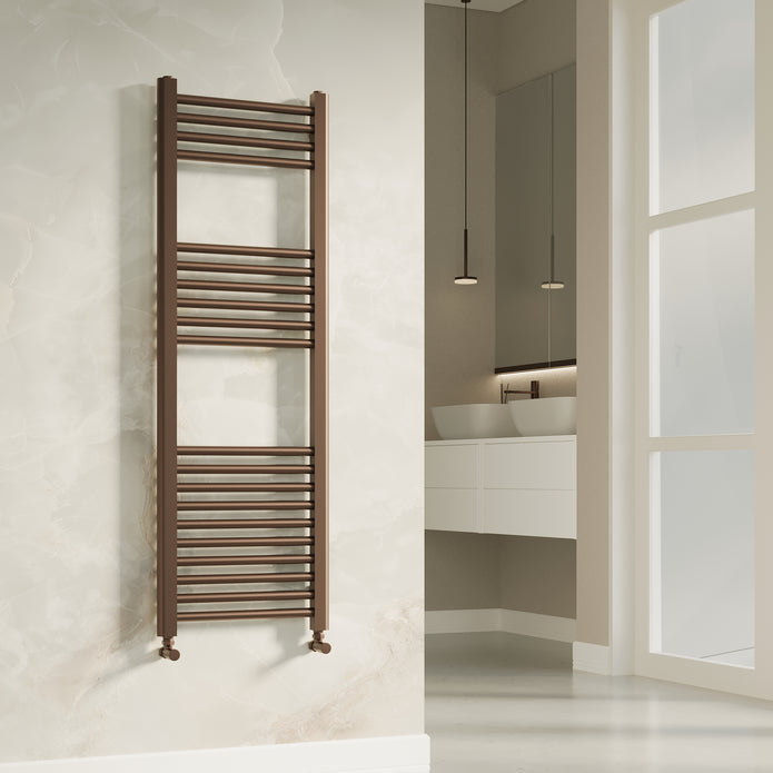 Aureli 1200 x 400 Ladder Towel Rail Radiator - Brushed Bronze