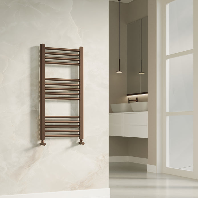 Aureli 800 x 400 Ladder Towel Rail Radiator - Brushed Bronze