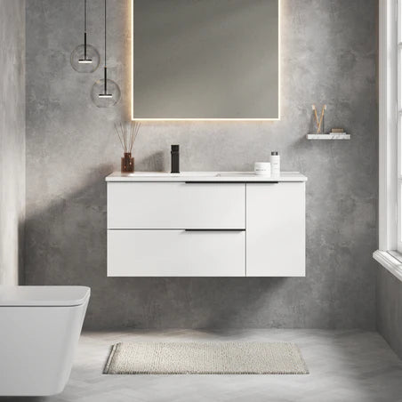 Celtic Duo 1000mm Wall Hung Vanity Unit with Door & Basin - Gloss White