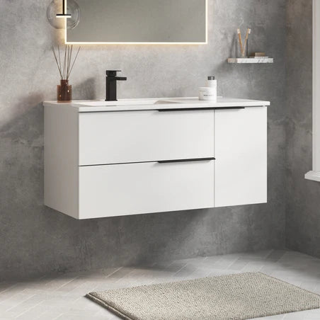 Celtic Duo 1000mm Wall Hung Vanity Unit with Door & Basin - Gloss White