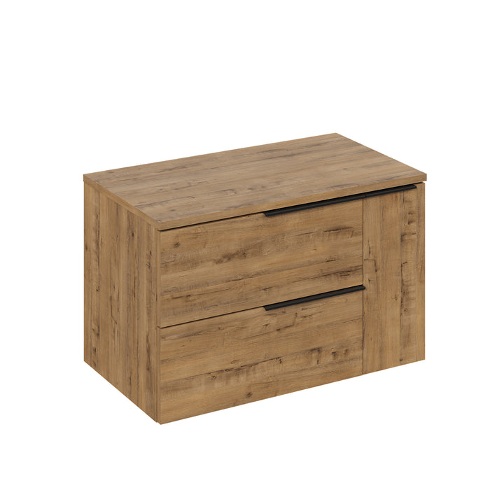 Celtic Duo 800mm Wall Hung Vanity Unit with Door & Worktop - Ostippo Oak