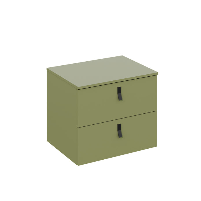 Invicta 600mm Wall Hung Vanity Unit with Matt Black Handles - Sage Green