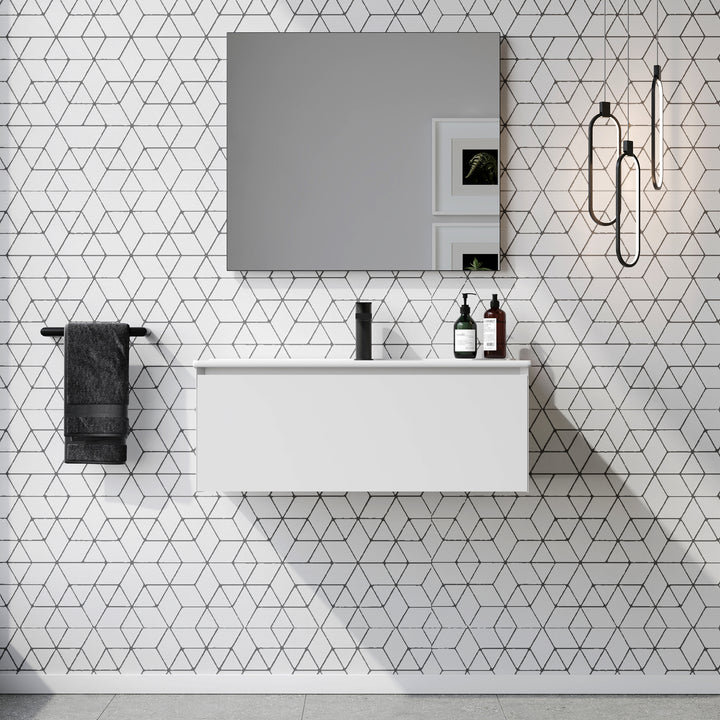 Kameo 800mm Wall Hung 1 Drawer Vanity Unit with Basin - Matt White