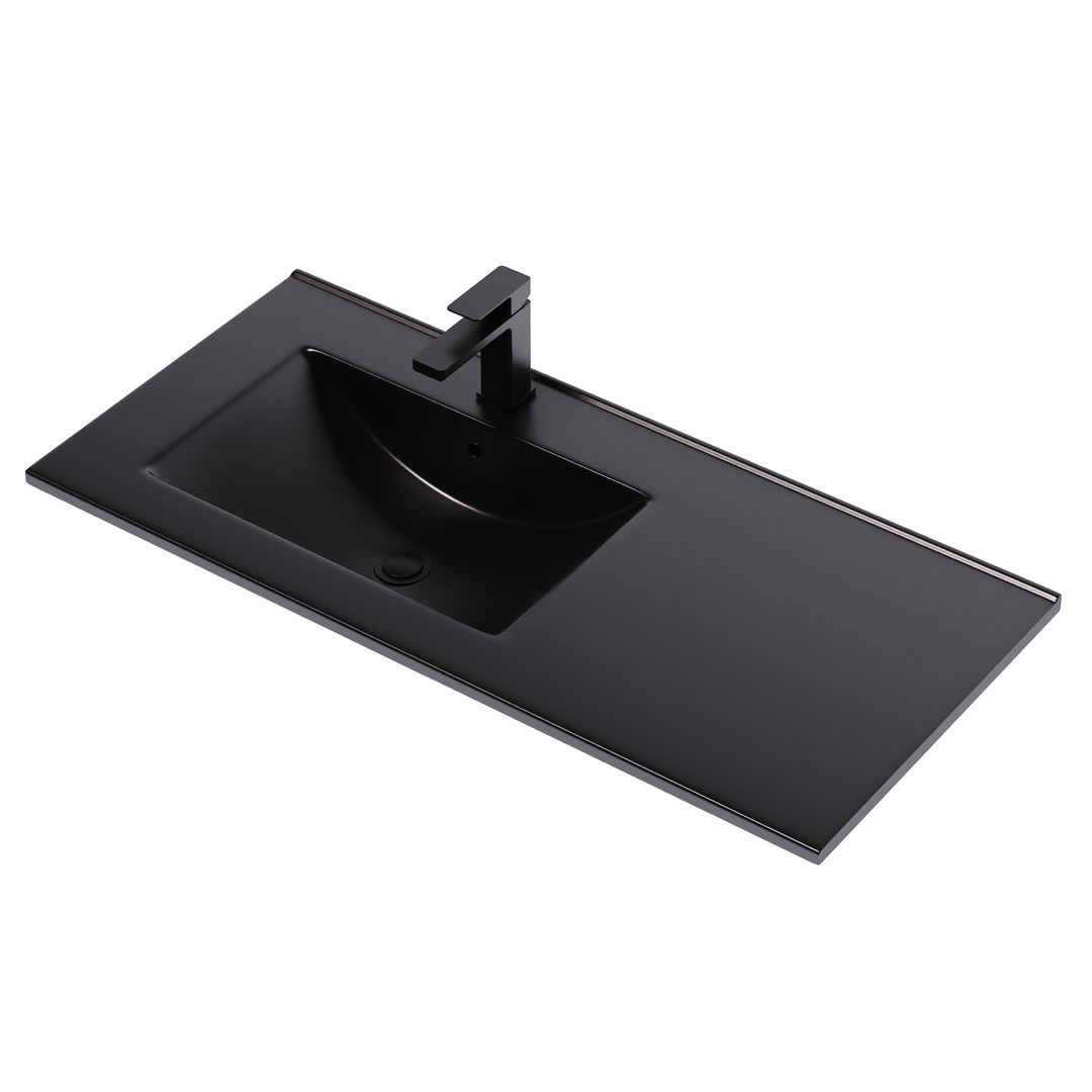 Lira Ceramic Basin Offset Sink - Matt Black
