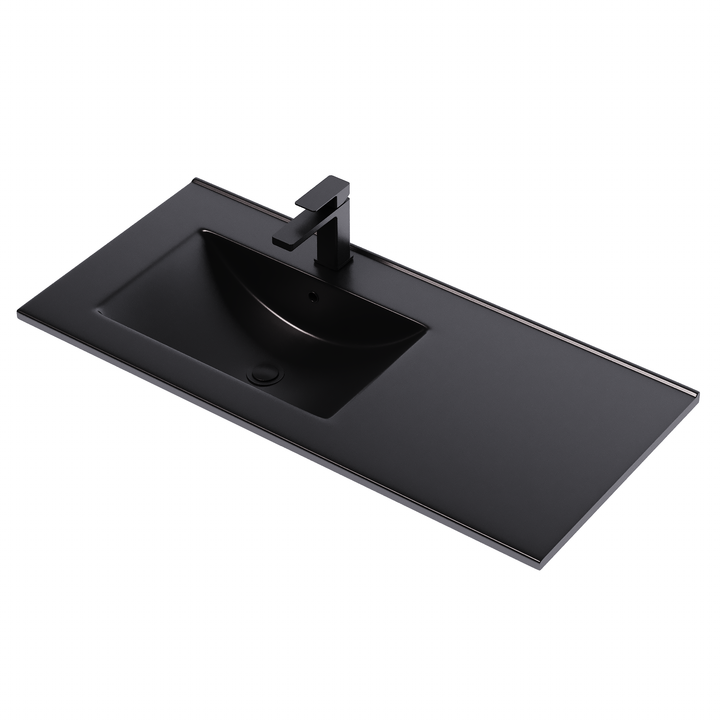 Lira Ceramic Basin Offset Sink - Matt Black