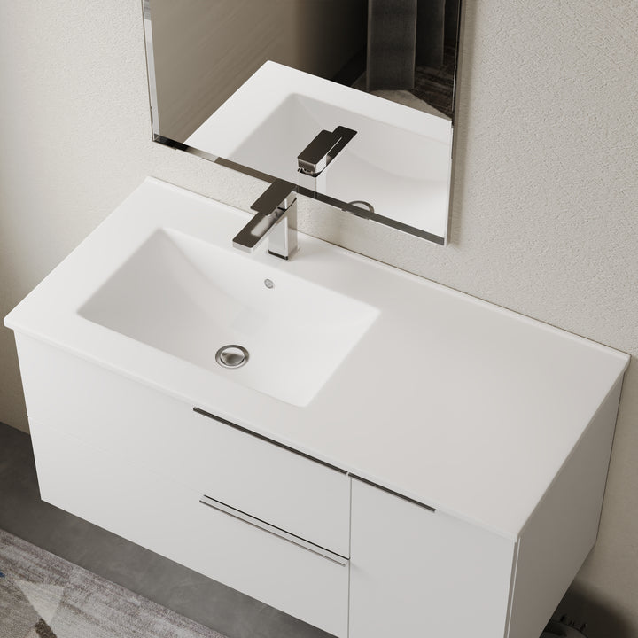 Lira Porcelain Basin Offset Sink - Gloss White