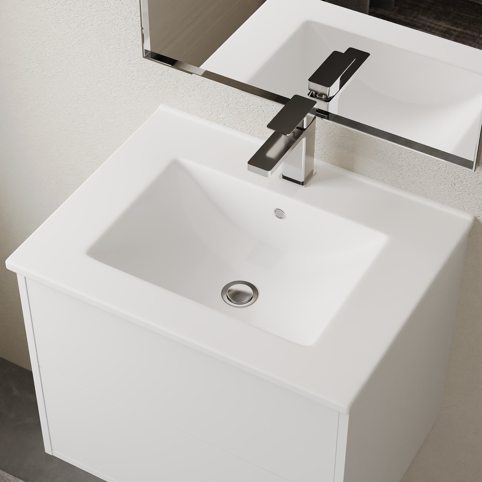 Lira 1 tap hole porcelain basin in gloss white – modern vanity unit basin