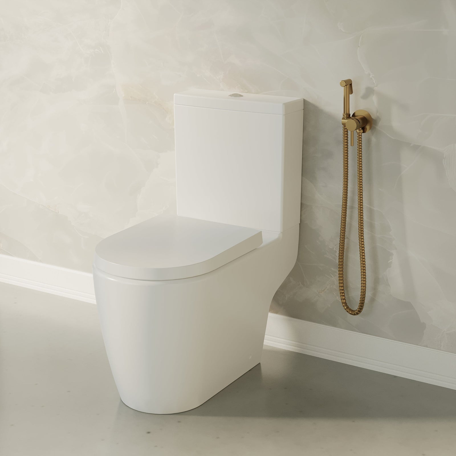 Brushed Brass Thermostatic Douche with Round Hand Spray – Jet Spray Bathroom Kit