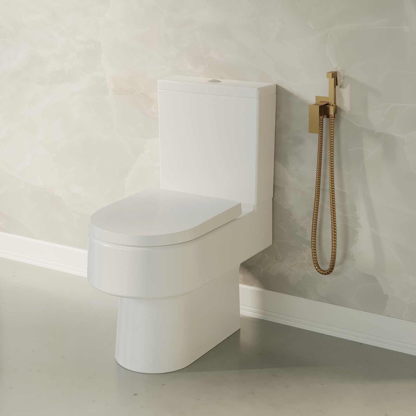 Brushed Brass Thermostatic Douche with Square Hand Spray – Jet Spray Bathroom Kit